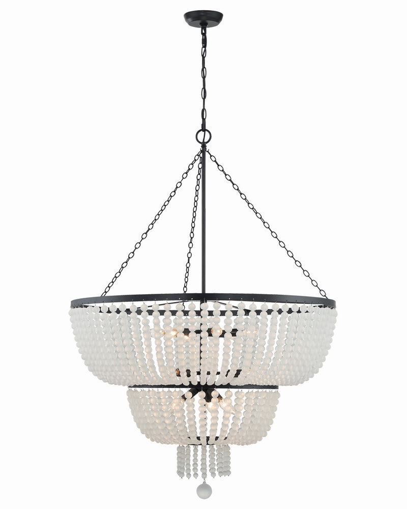 Crystorama 612-MK 12 Light Chandelier, Matte Black
