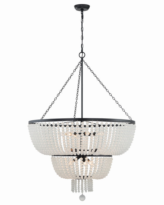 Crystorama 612-MK 12 Light Chandelier, Matte Black