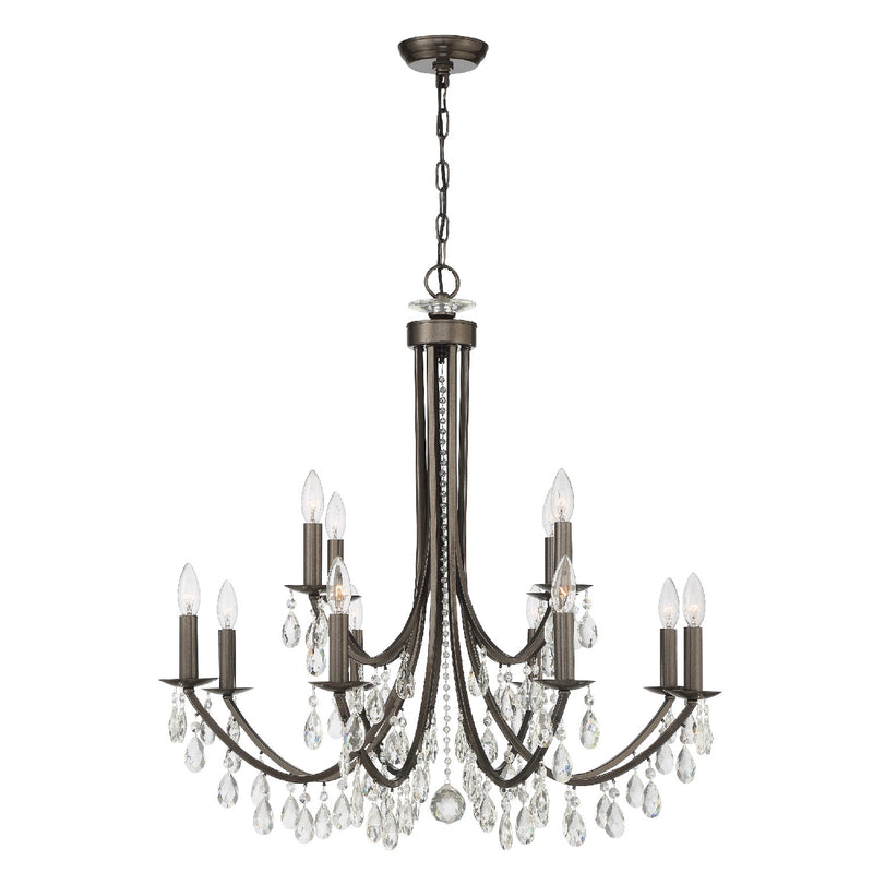 Crystorama 8829-VZ-CL-MWP 12 Light Chandelier, Vibrant Bronze