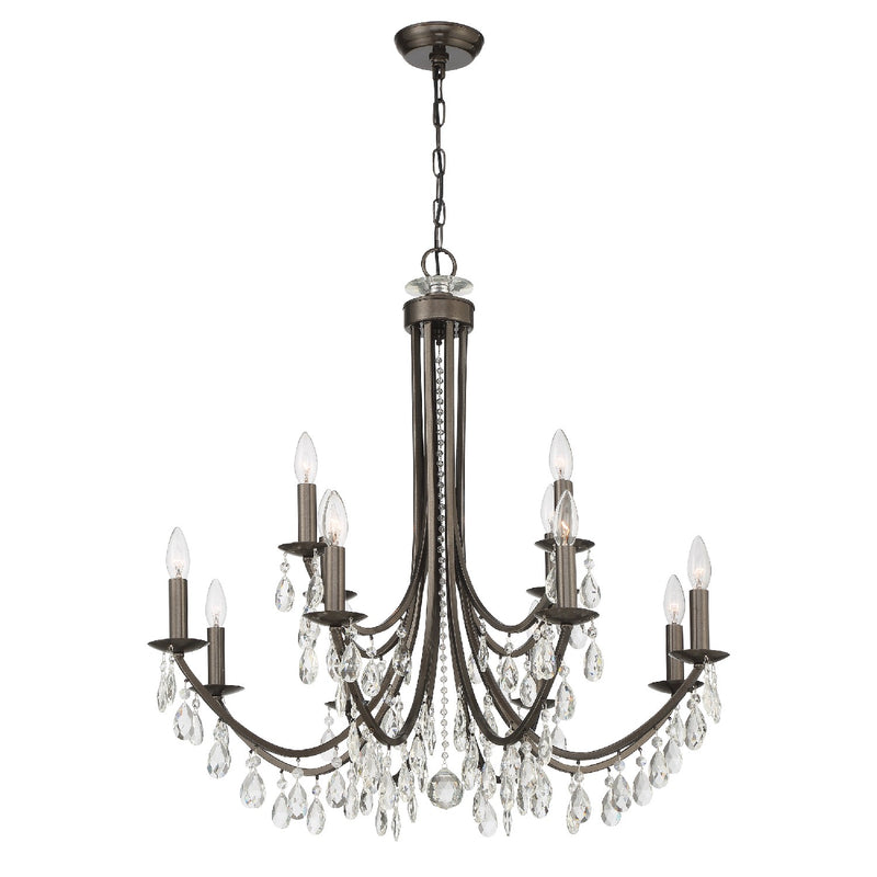 Crystorama 8829-VZ-CL-MWP 12 Light Chandelier, Vibrant Bronze