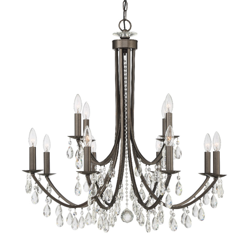 Crystorama 8829-VZ-CL-MWP 12 Light Chandelier, Vibrant Bronze