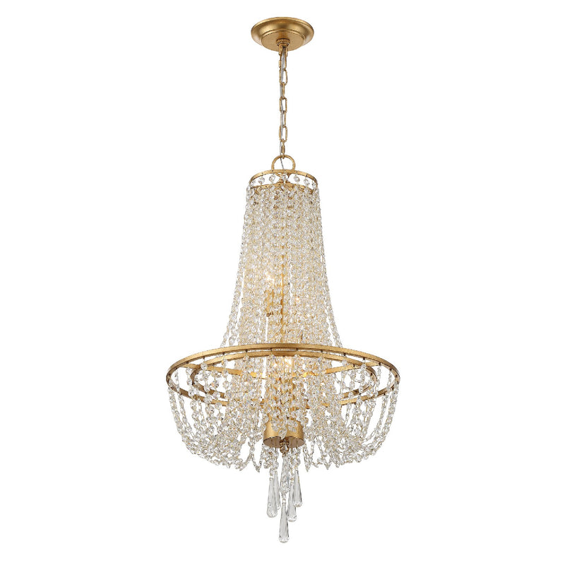 Crystorama ARC-1907-GA-CL-MWP Four Light Chandelier, Antique Gold