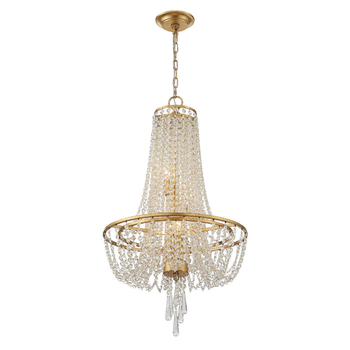 Crystorama ARC-1907-GA-CL-MWP Four Light Chandelier, Antique Gold
