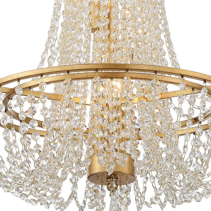 Crystorama ARC-1907-GA-CL-MWP Four Light Chandelier, Antique Gold