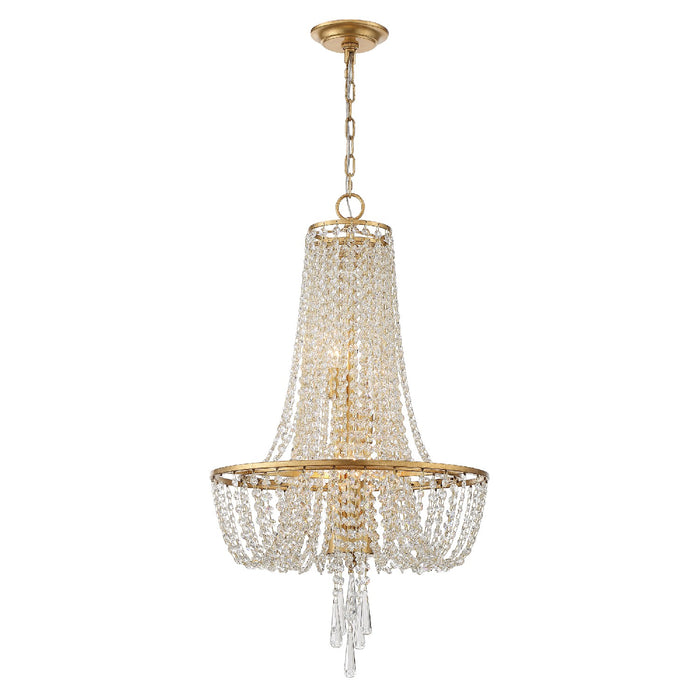 Crystorama ARC-1907-GA-CL-MWP Four Light Chandelier, Antique Gold
