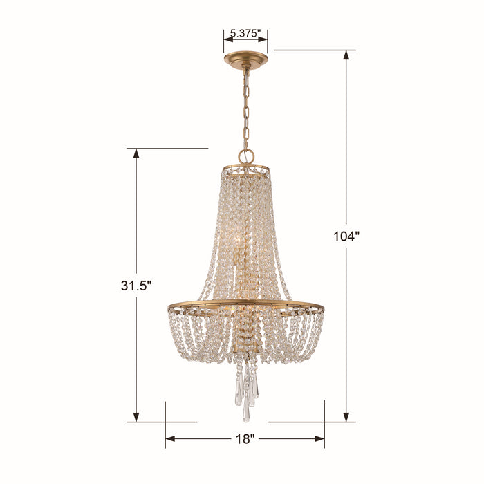 Crystorama ARC-1907-GA-CL-MWP Four Light Chandelier, Antique Gold