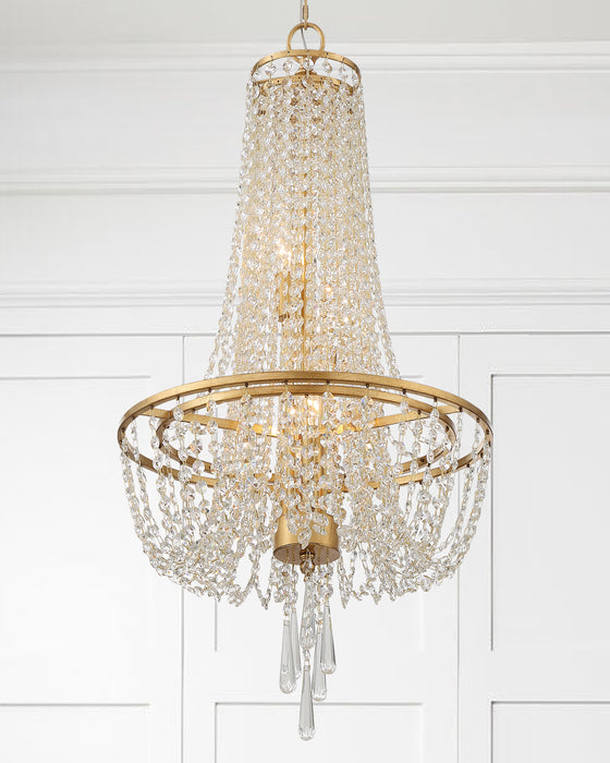 Crystorama ARC-1907-GA-CL-MWP Four Light Chandelier, Antique Gold