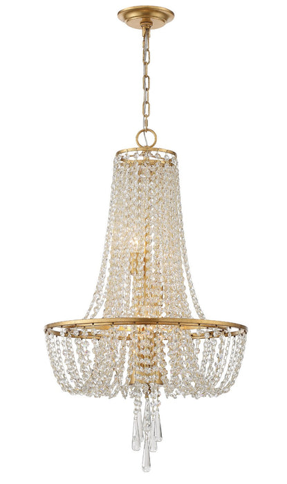 Crystorama ARC-1907-GA-CL-MWP Four Light Chandelier, Antique Gold