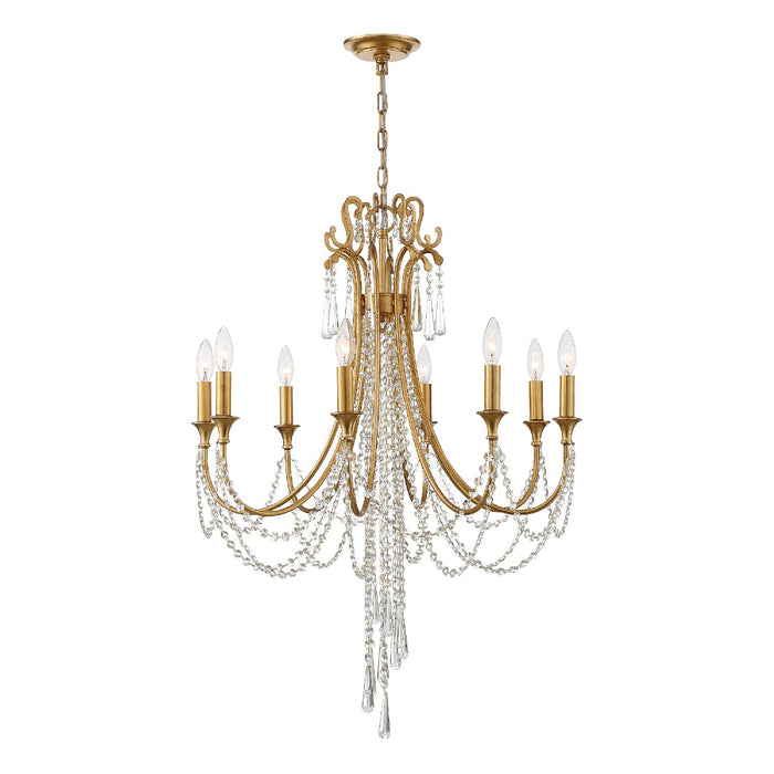 Crystorama ARC-1908-GA-CL-MWP Eight Light Chandelier, Antique Gold