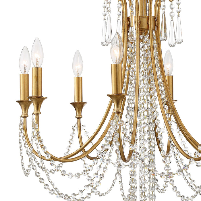 Crystorama ARC-1908-GA-CL-MWP Eight Light Chandelier, Antique Gold