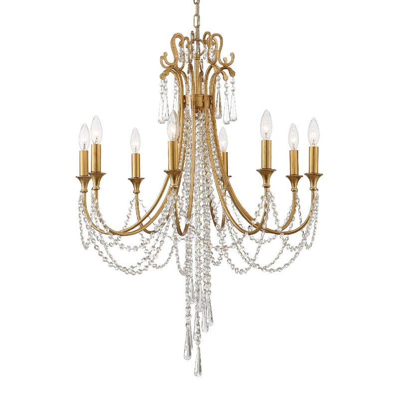 Crystorama ARC-1908-GA-CL-MWP Eight Light Chandelier, Antique Gold