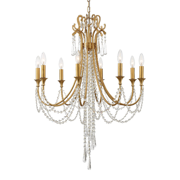 Crystorama ARC-1908-GA-CL-MWP Eight Light Chandelier, Antique Gold