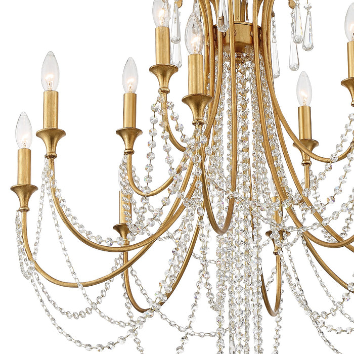 Crystorama ARC-1909-GA-CL-MWP 12 Light Chandelier, Antique Gold