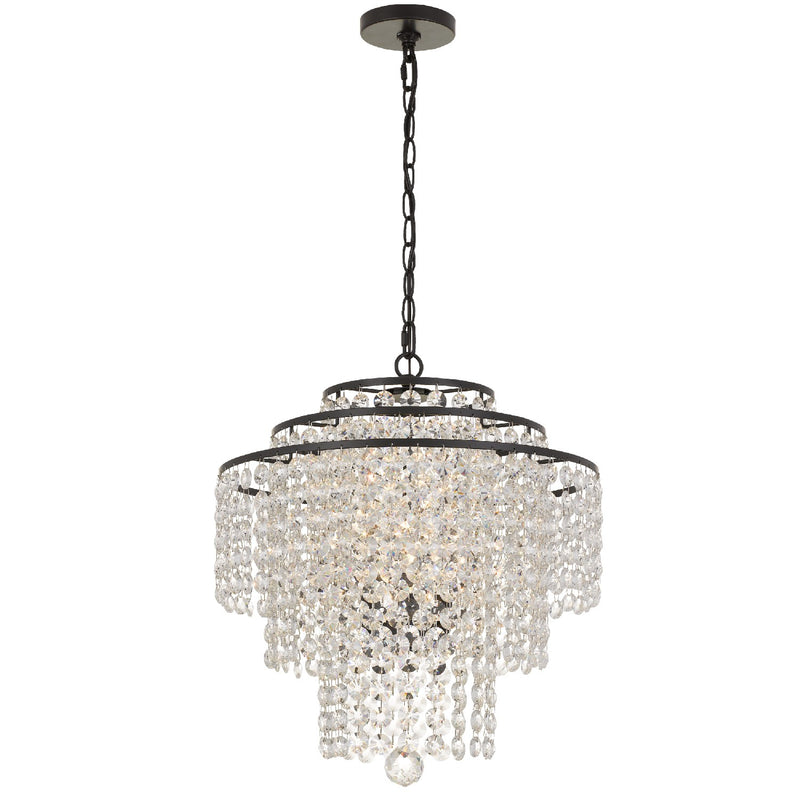 Crystorama ARI-304-DB-CL-MWP Four Light Chandelier, Dark Bronze