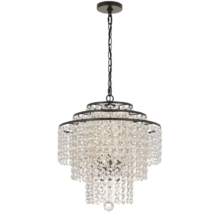 Crystorama ARI-304-DB-CL-MWP Four Light Chandelier, Dark Bronze