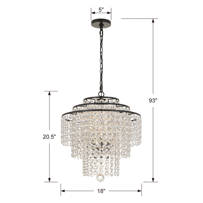 Crystorama ARI-304-DB-CL-MWP Four Light Chandelier, Dark Bronze