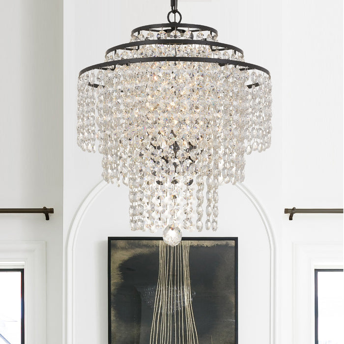 Crystorama ARI-304-DB-CL-MWP Four Light Chandelier, Dark Bronze