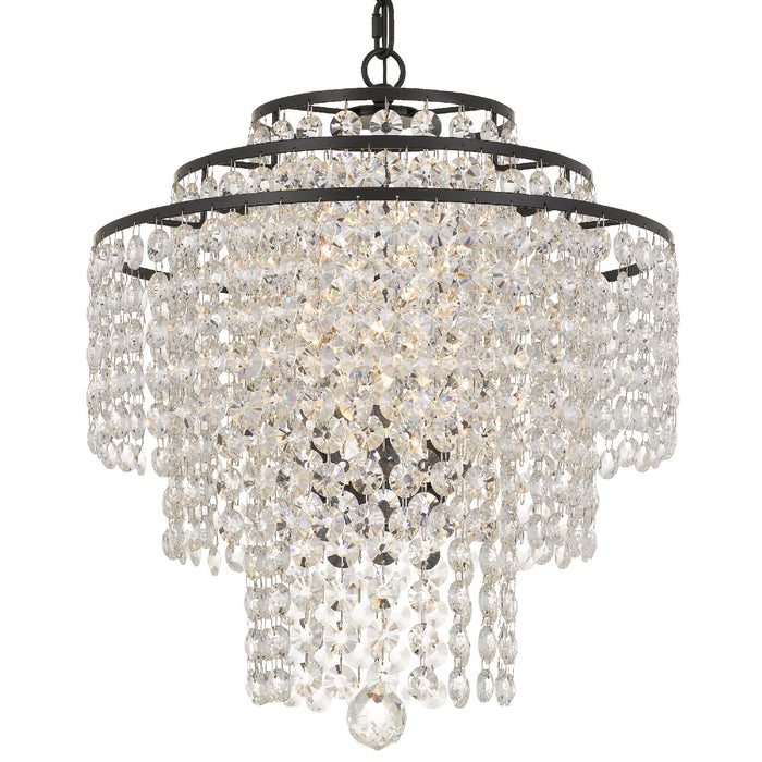 Crystorama ARI-304-DB-CL-MWP Four Light Chandelier, Dark Bronze
