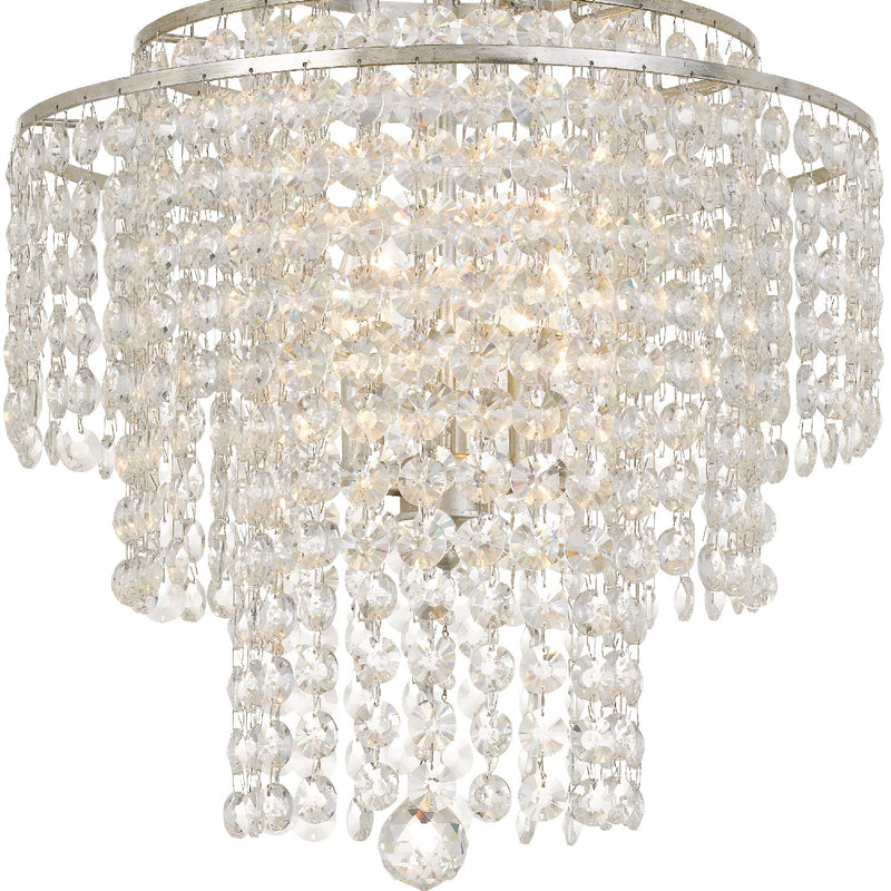 Crystorama ARI-304-SA-CL-MWP Four Light Chandelier, Antique Silver
