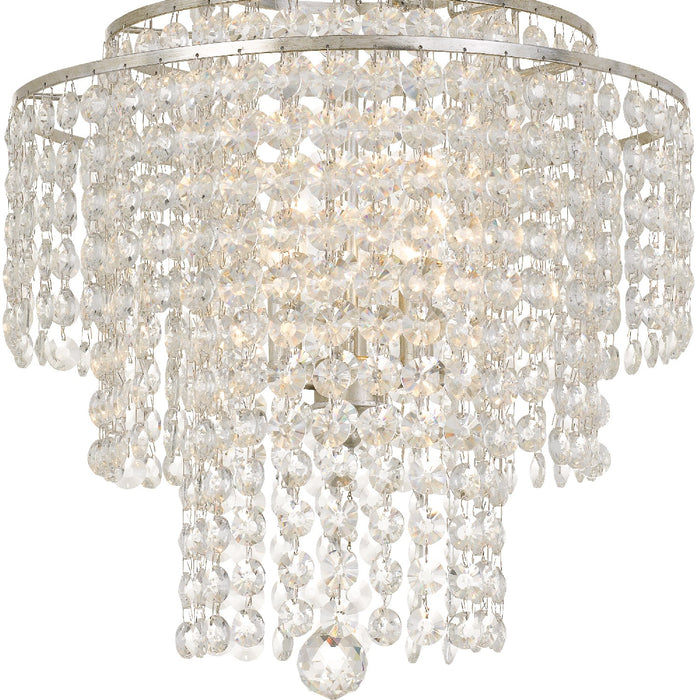 Crystorama ARI-304-SA-CL-MWP Four Light Chandelier, Antique Silver