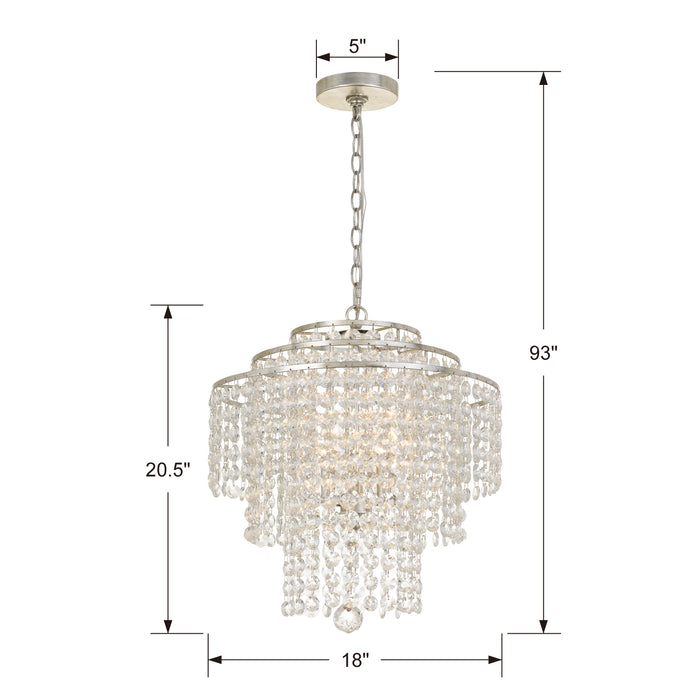 Crystorama ARI-304-SA-CL-MWP Four Light Chandelier, Antique Silver