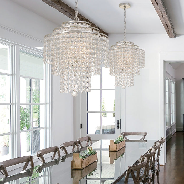 Crystorama ARI-304-SA-CL-MWP Four Light Chandelier, Antique Silver