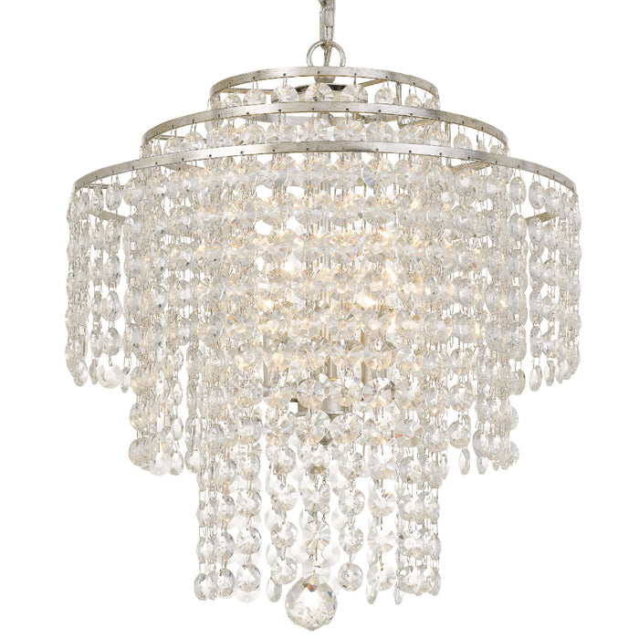 Crystorama ARI-304-SA-CL-MWP Four Light Chandelier, Antique Silver