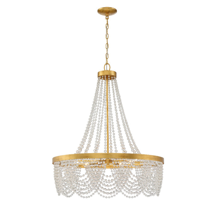 Crystorama FIO-A9104-GA-CL Four Light Chandelier, Antique Gold