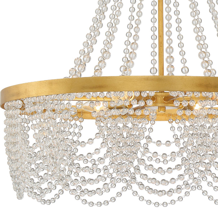 Crystorama FIO-A9104-GA-CL Four Light Chandelier, Antique Gold