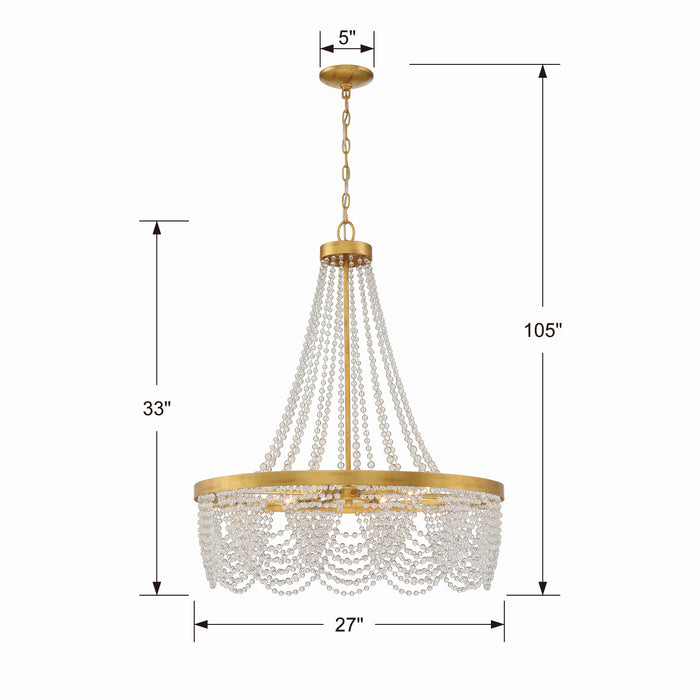 Crystorama FIO-A9104-GA-CL Four Light Chandelier, Antique Gold