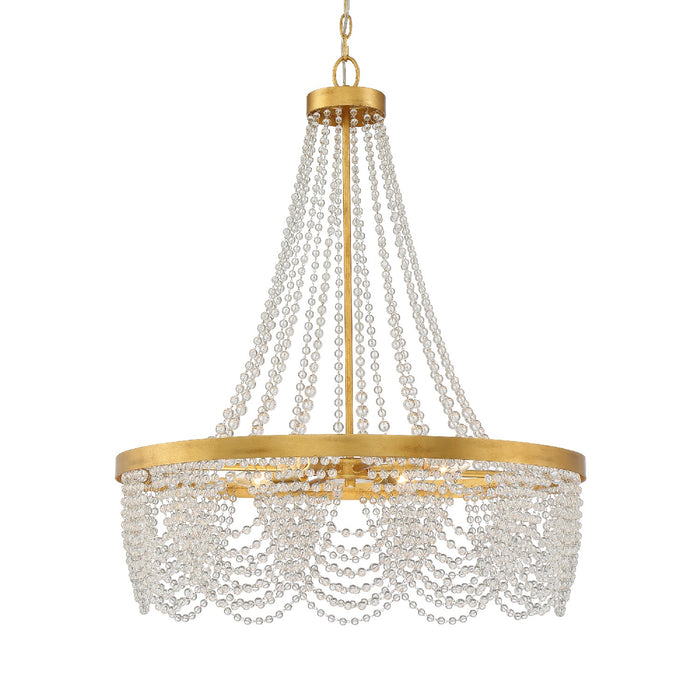 Crystorama FIO-A9104-GA-CL Four Light Chandelier, Antique Gold