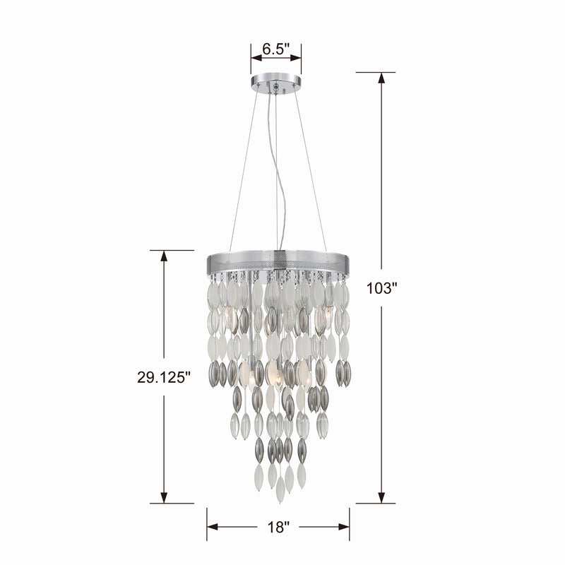 Crystorama HUD-A2216-CH Six Light Chandelier, Polished Chrome
