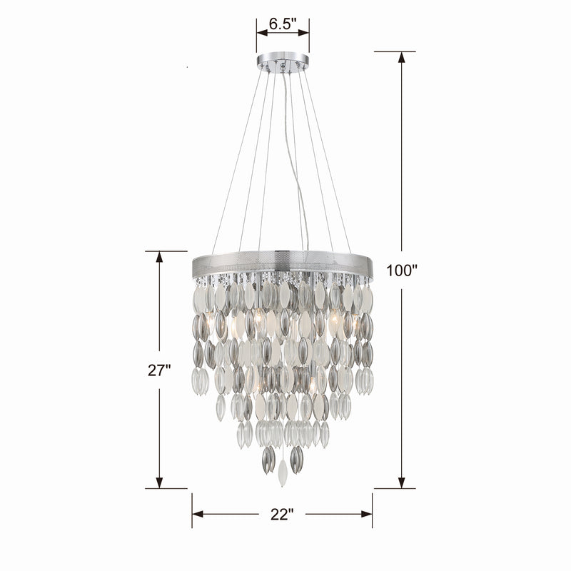 Crystorama HUD-A2219-CH Nine Light Chandelier, Polished Chrome