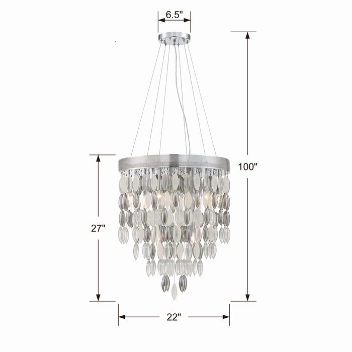 Crystorama HUD-A2219-CH Nine Light Chandelier, Polished Chrome
