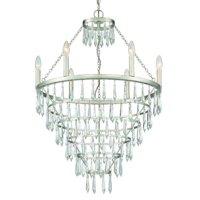 Crystorama LUC-A9066-SA Six Light Chandelier, Antique Silver