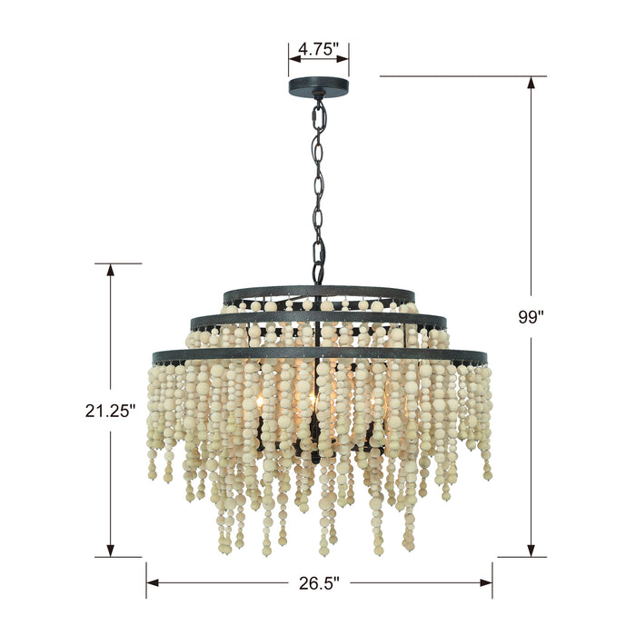 Crystorama POP-A5076-FB Six Light Chandelier, Forged Bronze