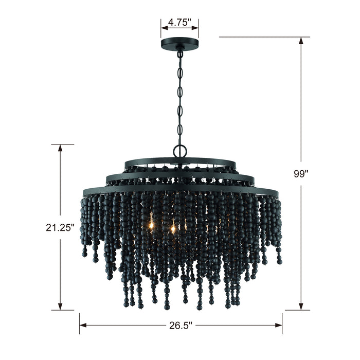 Crystorama POP-A5076-MK Six Light Chandelier, Matte Black