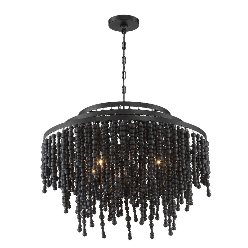 Crystorama POP-A5076-MK Six Light Chandelier, Matte Black
