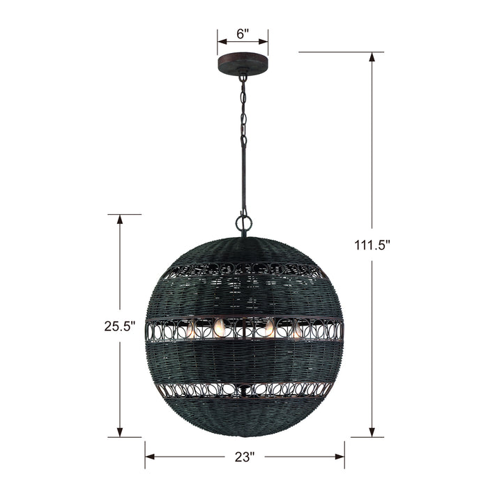 Crystorama REM-A5036-FB Six Light Chandelier, Forged Bronze