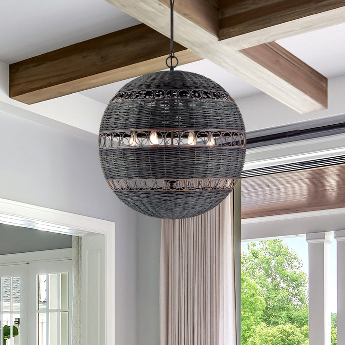 Crystorama REM-A5036-FB Six Light Chandelier, Forged Bronze