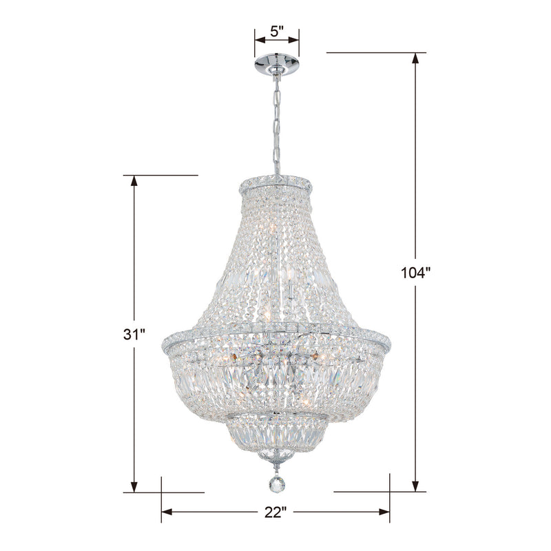 Crystorama ROS-A1009-CH-CL-MWP Nine Light Chandelier, Polished Chrome