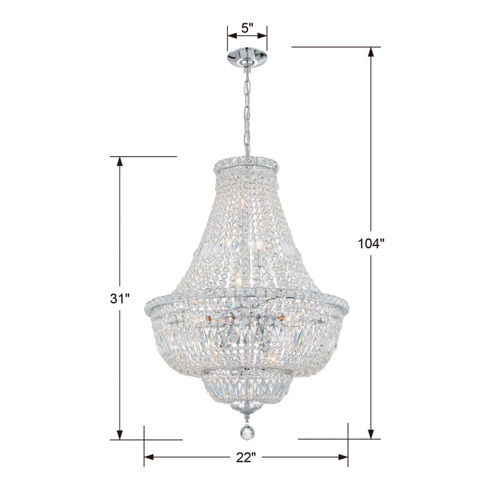 Crystorama ROS-A1009-CH-CL-MWP Nine Light Chandelier, Polished Chrome