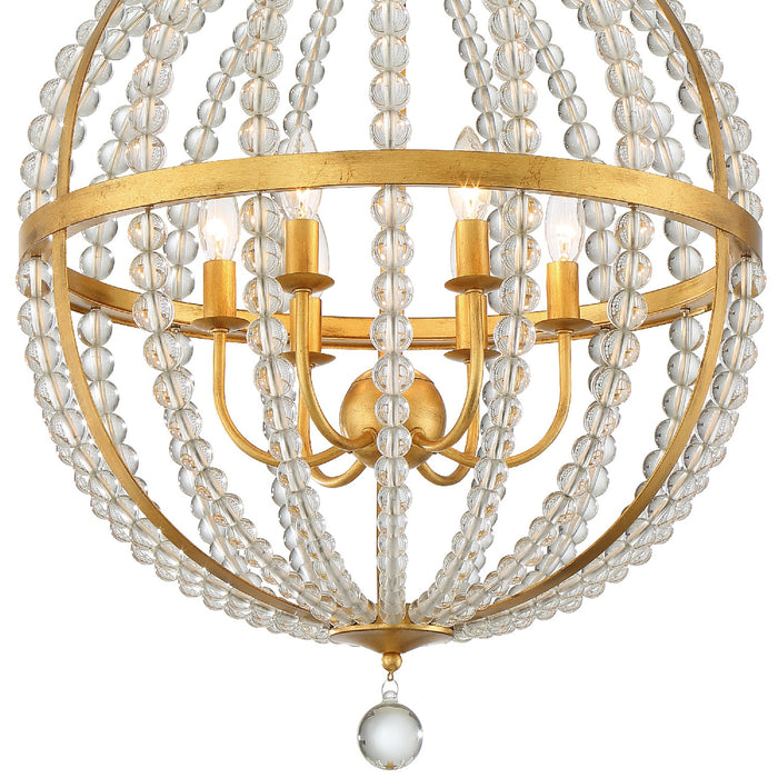 Crystorama ROX-A9006-GA Six Light Chandelier, Antique Gold