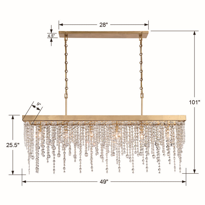 Crystorama WIN-617-GA-CL-MWP Six Light Chandelier, Antique Gold