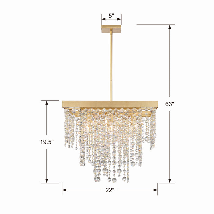 Crystorama WIN-618-GA-CL-MWP Eight Light Chandelier, Antique Gold