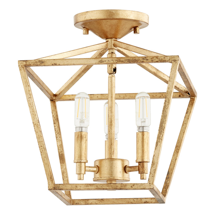 Quorum 304-10-74 Three Light Dual Mount, Gold Leaf