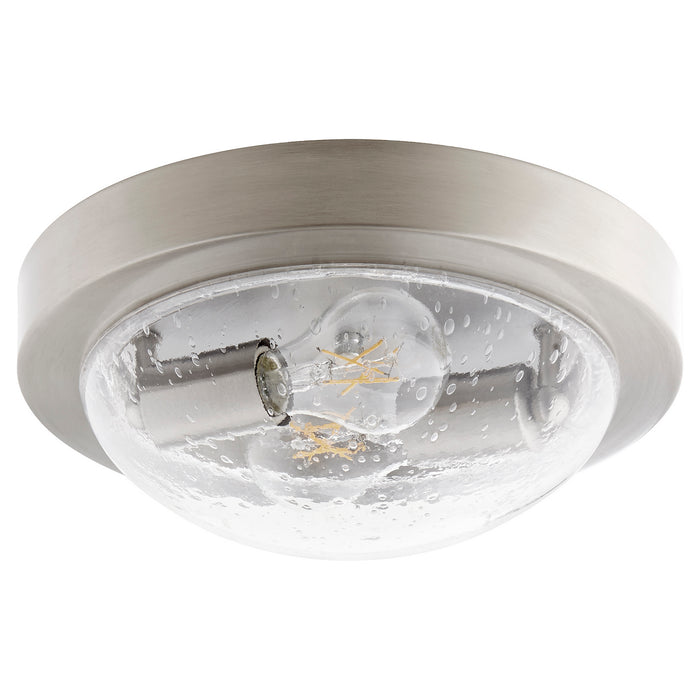 Quorum 3502-11-65 Two Light Ceiling Mount, Satin Nickel w/ Clear/Seeded