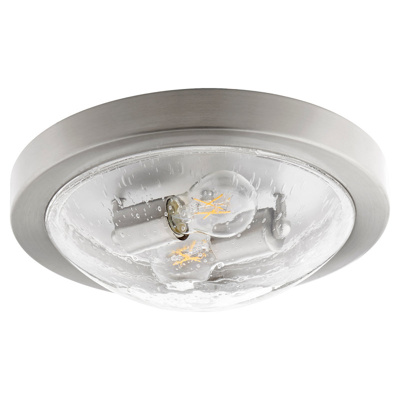 Quorum 3502-13-65 Two Light Ceiling Mount, Satin Nickel w/ Clear/Seeded
