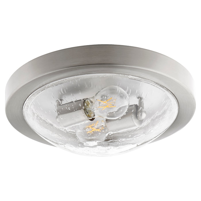 Quorum 3502-13-65 Two Light Ceiling Mount, Satin Nickel w/ Clear/Seeded