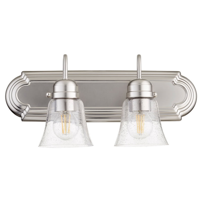 Quorum 5094-2-265 Two Light Vanity, Satin Nickel w/ Clear/Seeded